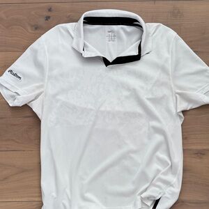 Nike White Polo Shirt with Black Logo-Tiger Woods Malbon Collection